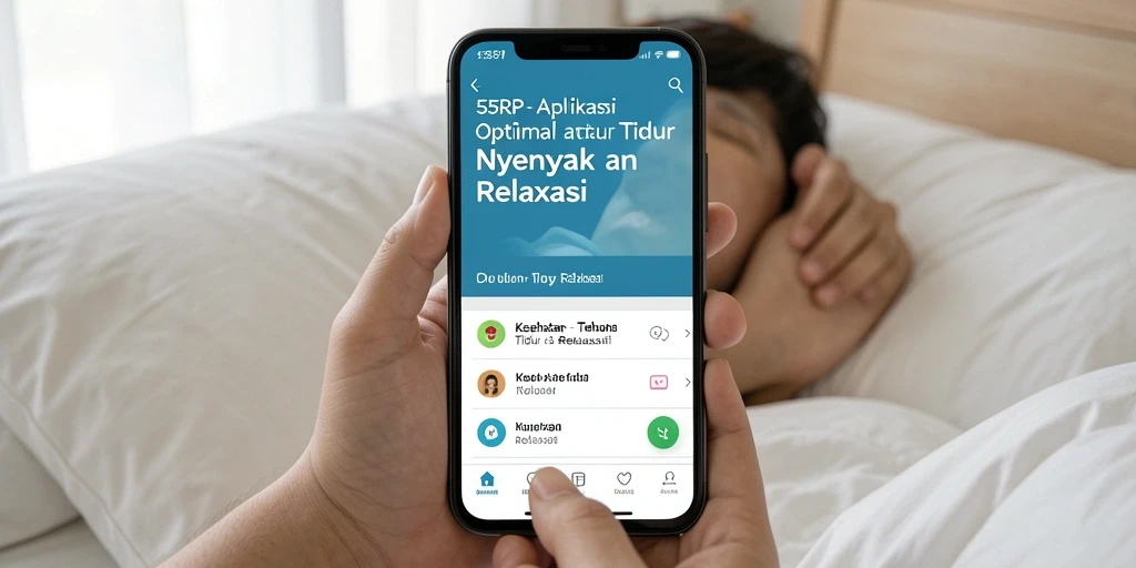 Antarmuka aplikasi 55RP menunjukkan pilihan suara relaksasi yang beragam.