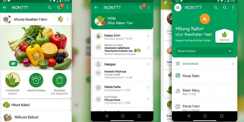 Antarmuka aplikasi IKON777 yang inovatif dan mudah digunakan dalam menghitung kalori.