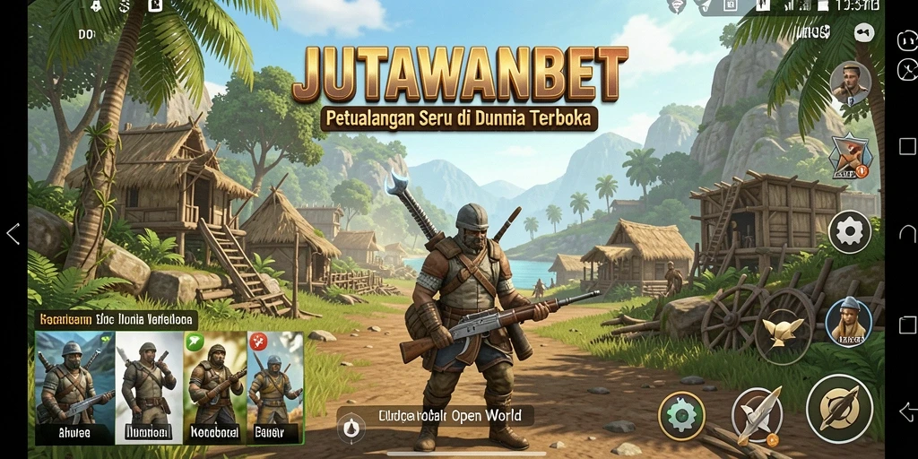 Tampilan antarmuka utama JUTAWANBET dalam dunia terbuka yang menawan.