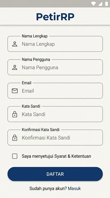 Tampilan halaman daftar petirrp
